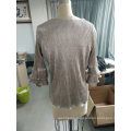 Spring Shiny Pleated Plain Falbala Sleeve Ladies Tops